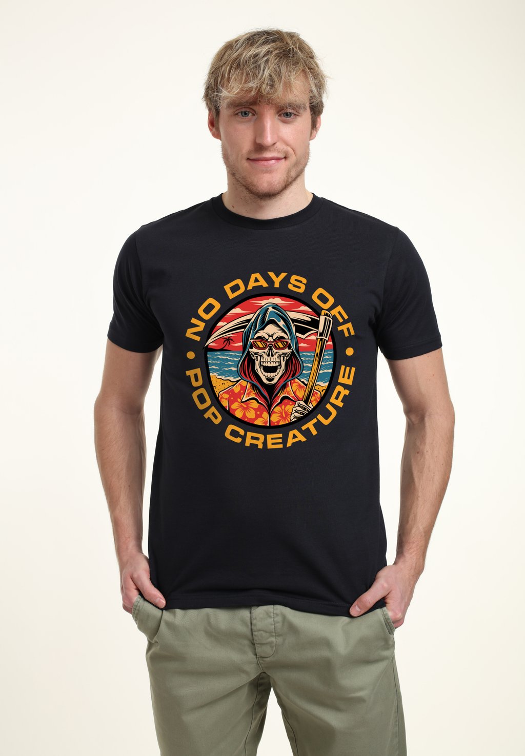 

Футболка с принтом POP CREATURE NO DAYS OFF Henry Tiger, темно-синий