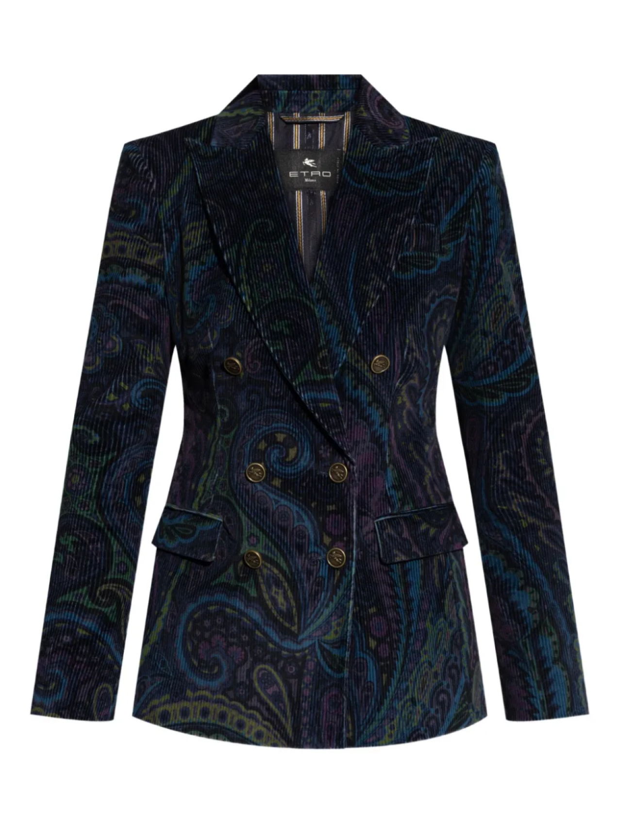 

Вельветовый двубортный пиджак ETRO, синий