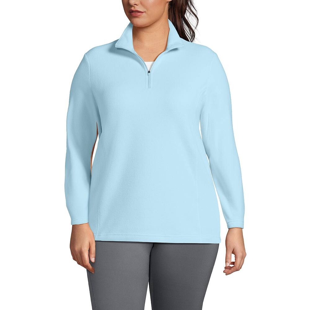 

Флисовый пуловер с молнией 1/4 больших размеров Lands' End, цвет Subtle Blue