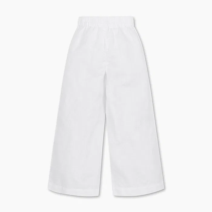 Детские широкие брюки из льна и хлопка белые от Benetton Kids — фото 2