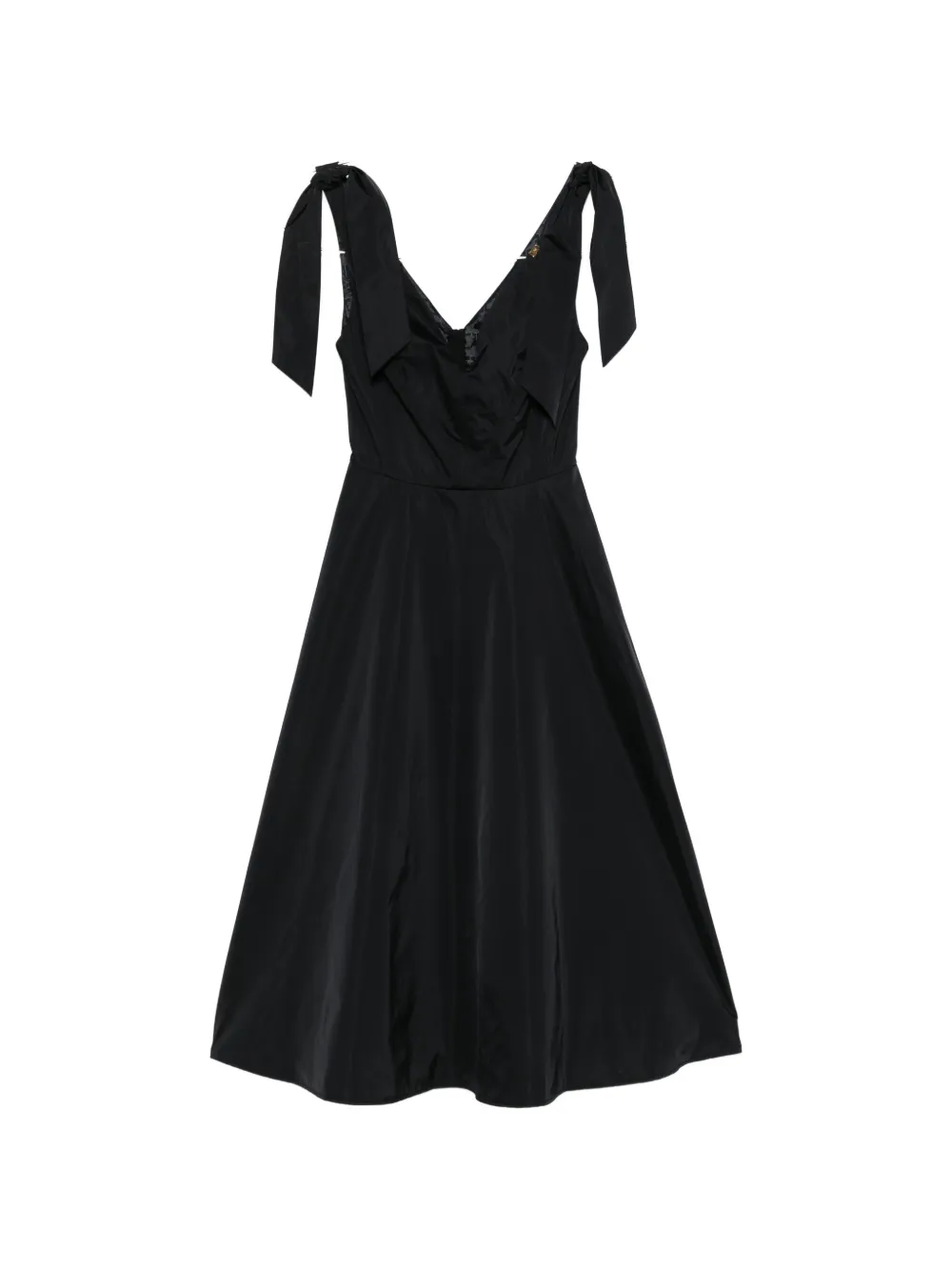 

Миди-платье с V-образным вырезом на бретелях-завязках Elisabetta Franchi, черный
