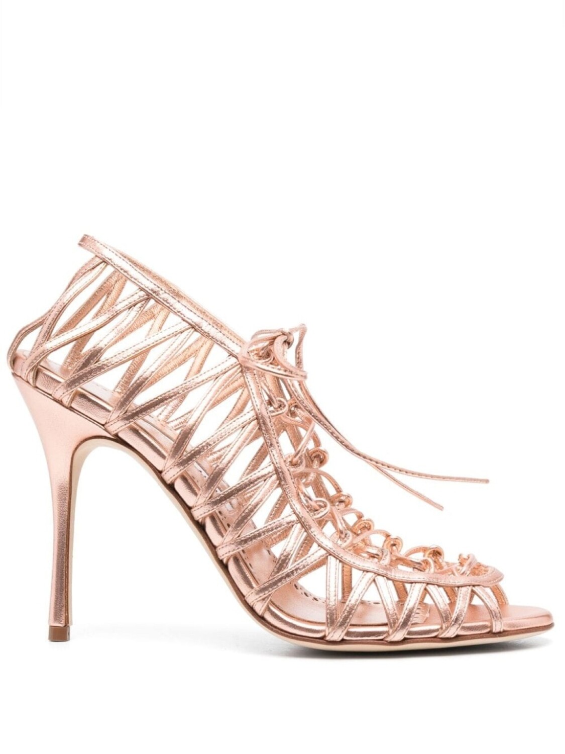 

Manolo Blahnik босоножки Hamza 100 с эффектом металлик, розовый