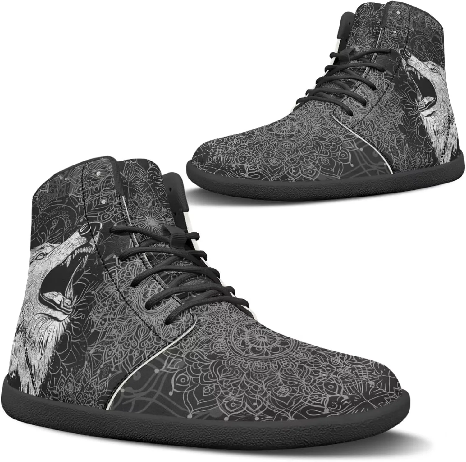 Мужские и женские босоножки Mens Wolves с высоким верхом, минималистичные кроссовки для трейл-раннинга с принтом лошади, босоножки с широкой носочной частью, кроссовки с принтом дракона Glomenade — фото 2