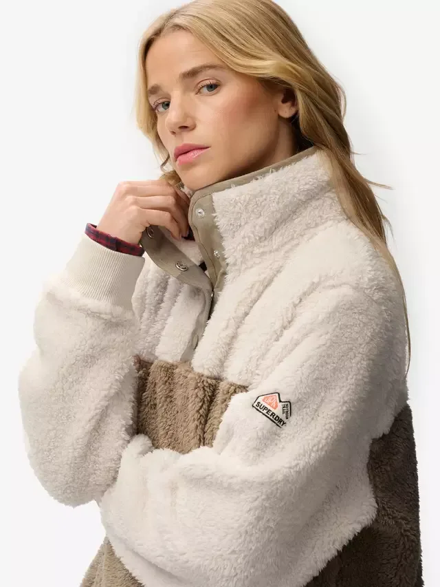 Флисовая куртка Teddy Colour Block, цвет Winter Twig Beige Superdry — фото 4