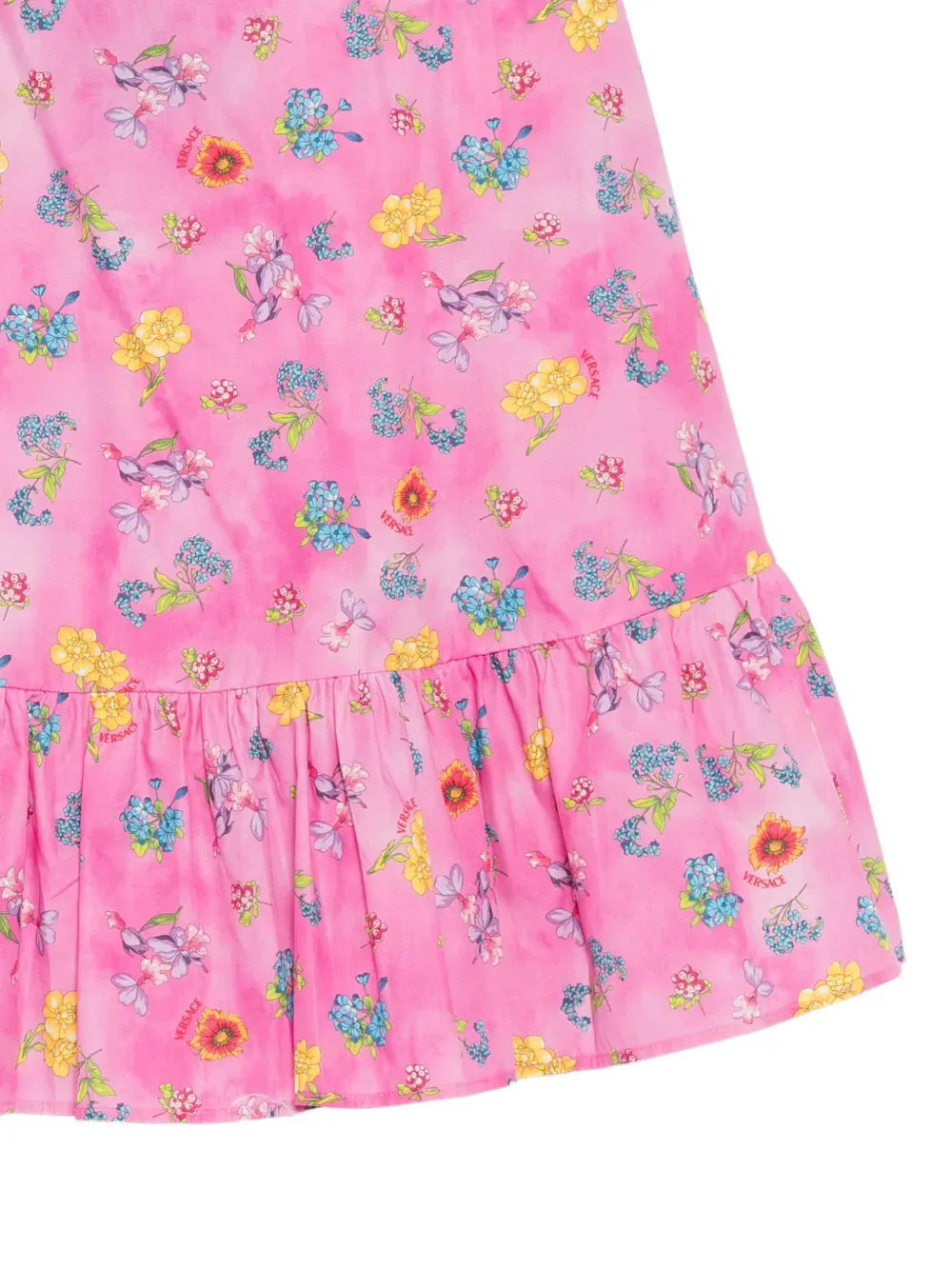 Юбка из поплина с цветочным принтом Versace Kids, розовый — фото 3