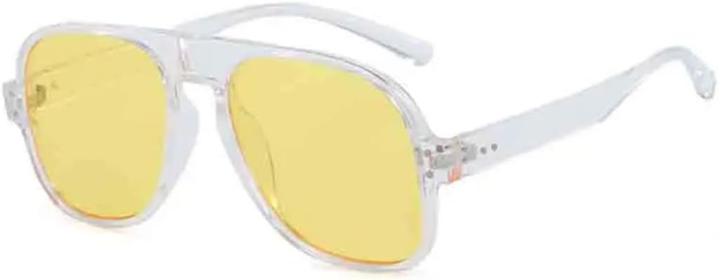 

Солнцезащитные очки с защитой UV400 | Большая оправа с заклепками и цветными линзами | Для женщин и мужчин | Для занятий спортом на открытом воздухе и вождения DSVIGF, Clear Yellow