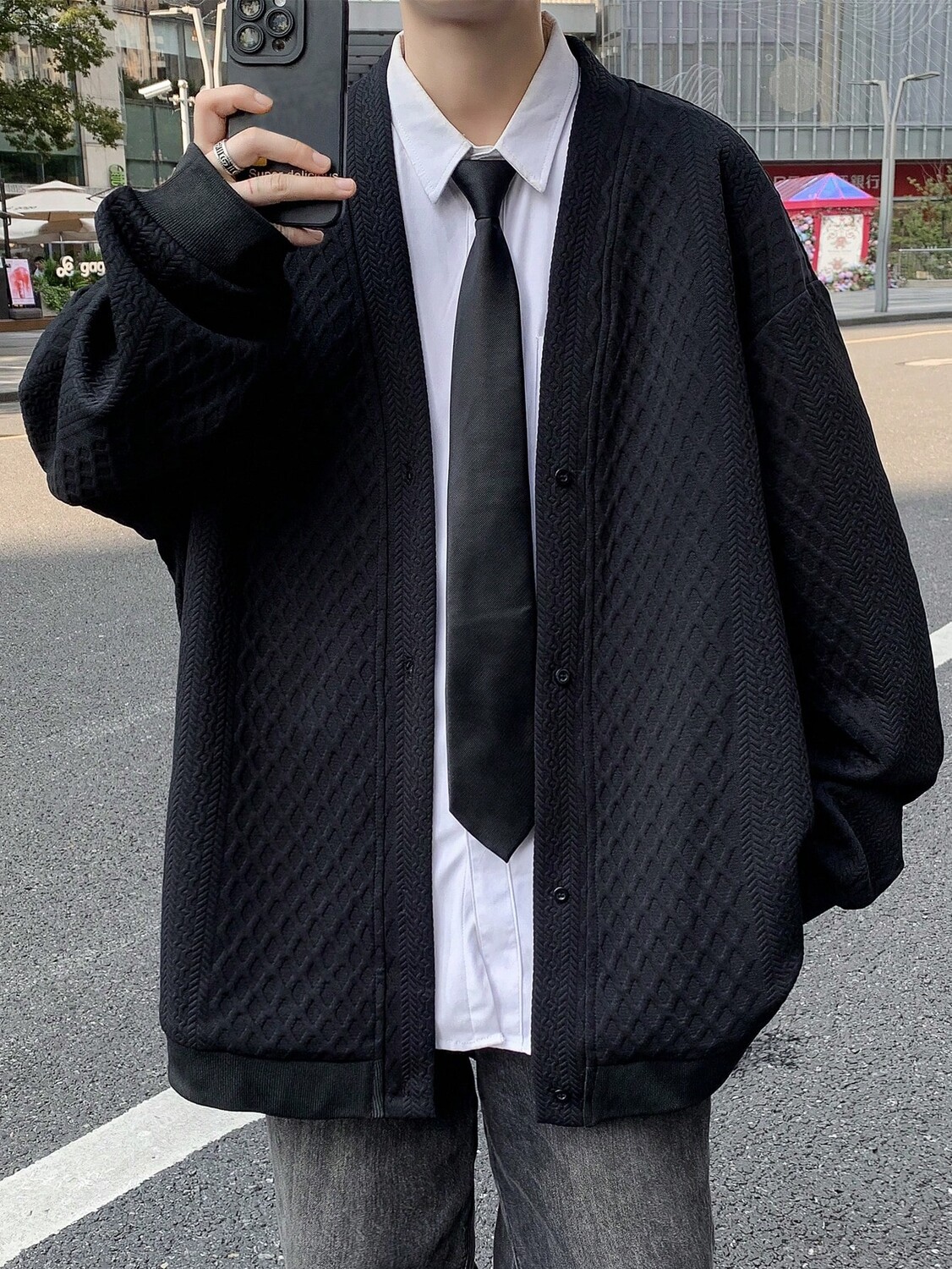 

Мужская однотонная куртка с заниженными плечами Hypemode Manfinity, черный