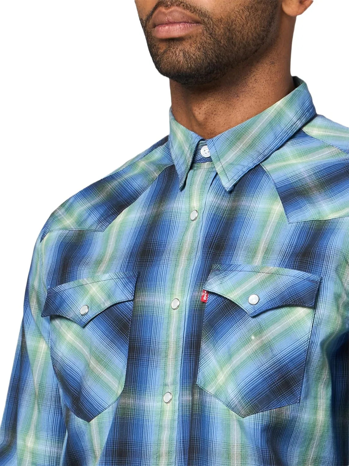 Рубашка Levi's Classic Western в клетку Jericho Plaid, Sunshine Blue — фото 3