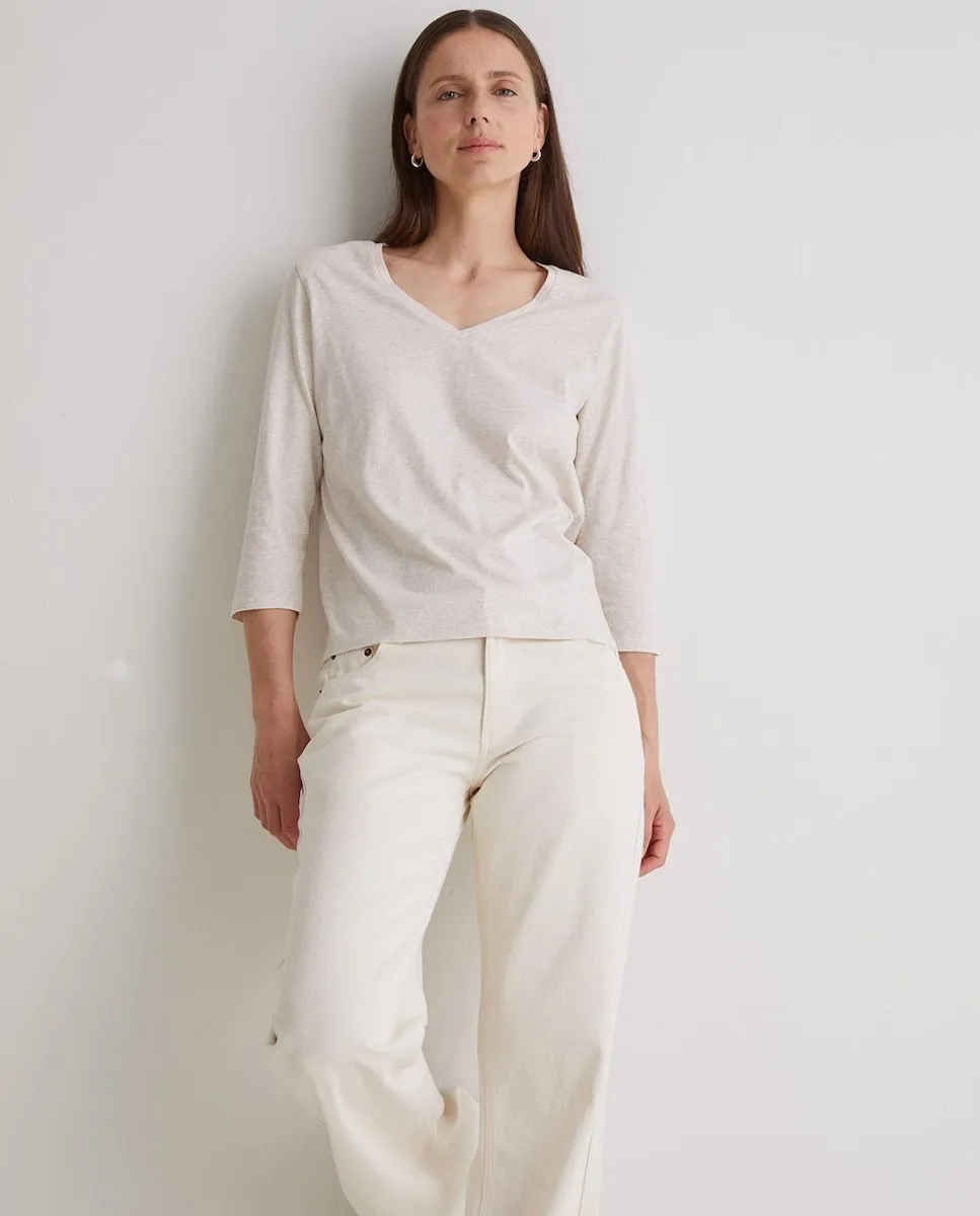 

Женская футболка с рукавом три четверти и V-образным вырезом Yerse, бежевый