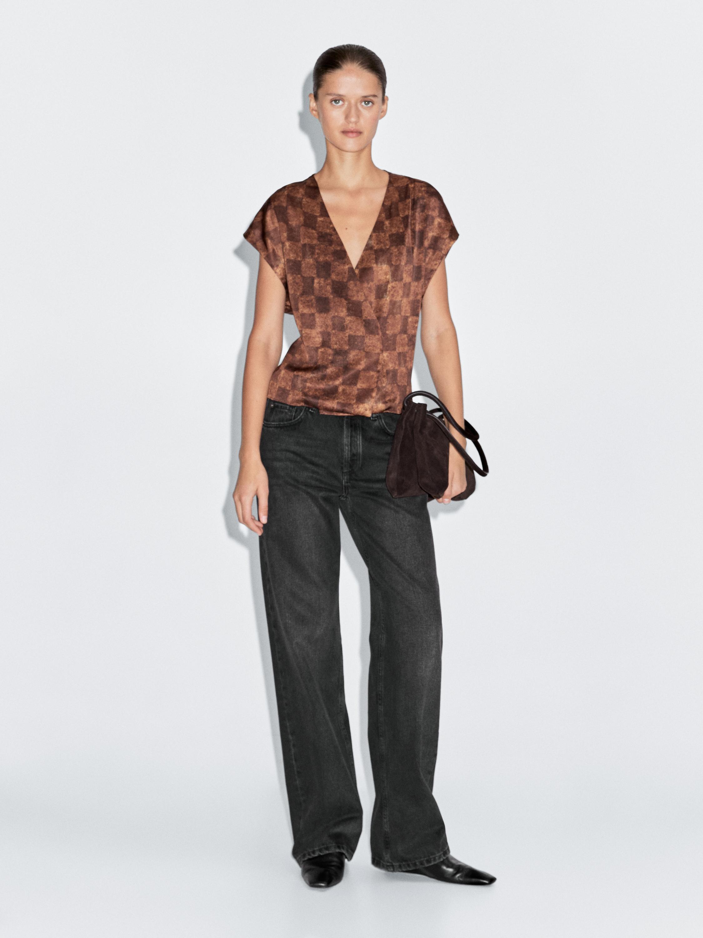 

Атласный топ-обертка Massimo Dutti, Metallic