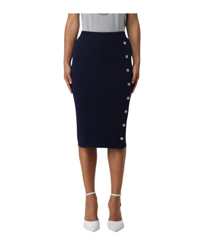 

Юбка миди в рубчик с пуговицами Pinko, синий