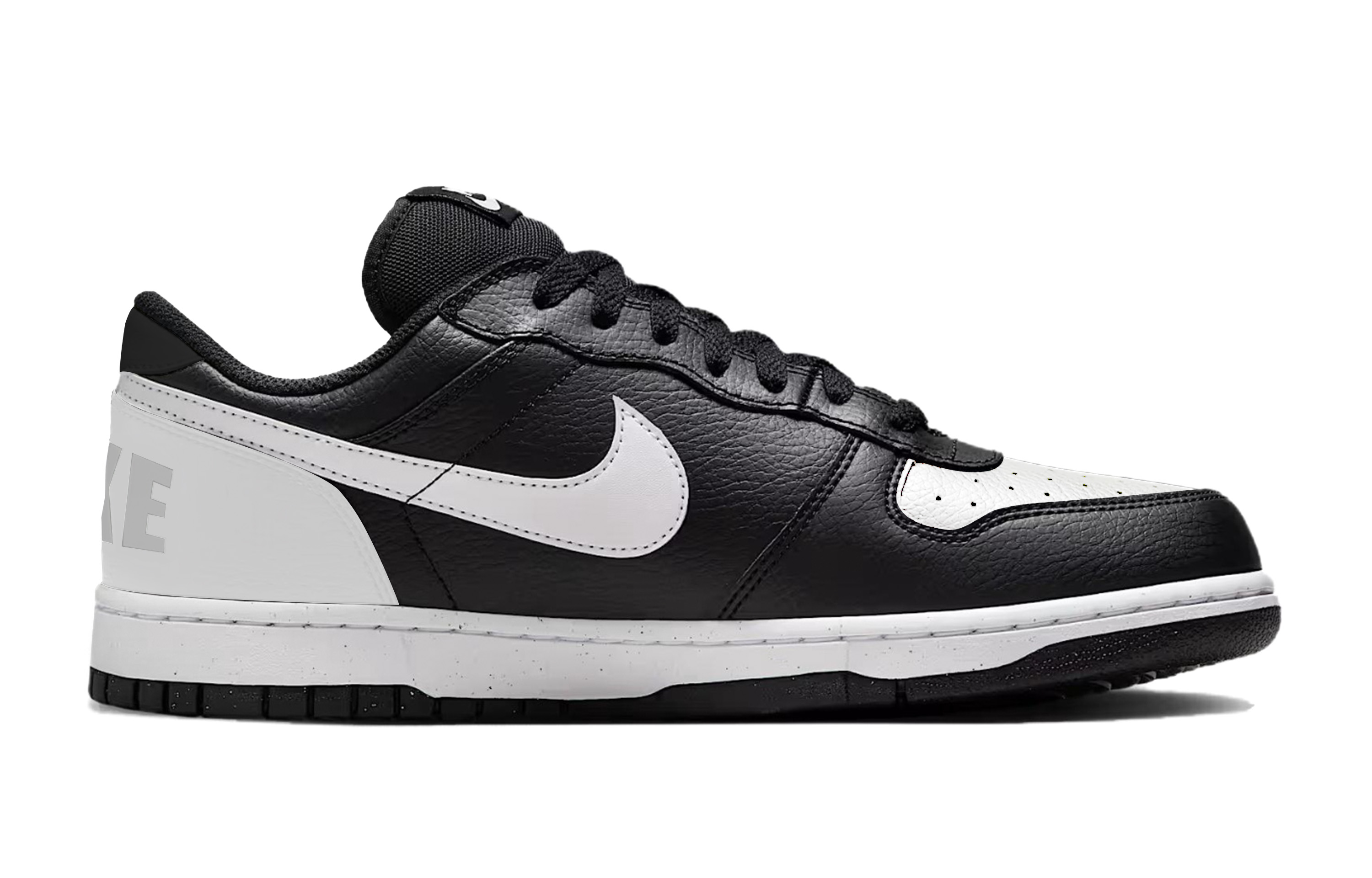 Nike Износостойкие низкие скейтбордистские кроссовки унисекс, черный с серебристым рисунком — фото 3