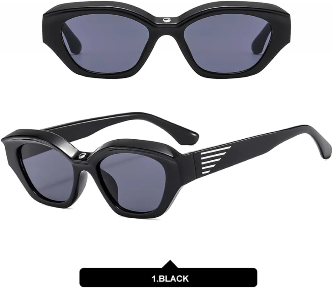 

Ретро-очки «кошачий глаз» для женщин и мужчин, классический винтажный стиль, защита от УФ-излучения UV400, для вечеринок на открытом воздухе SZVVBKK, Black