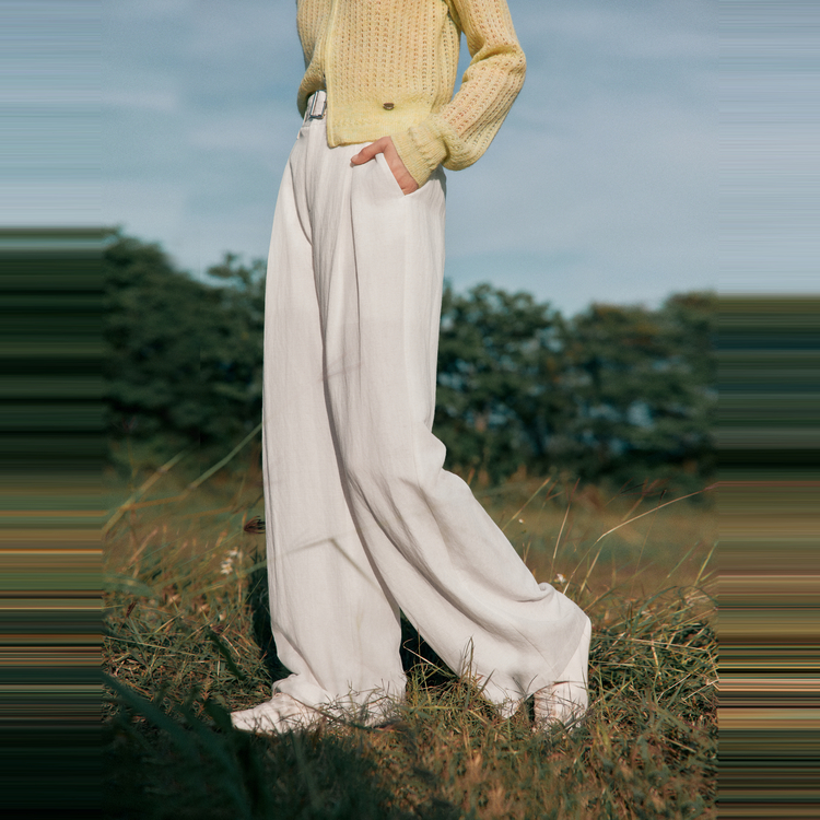 

ELLE Повседневные брюки женские Ecru Moderate Straight Fit