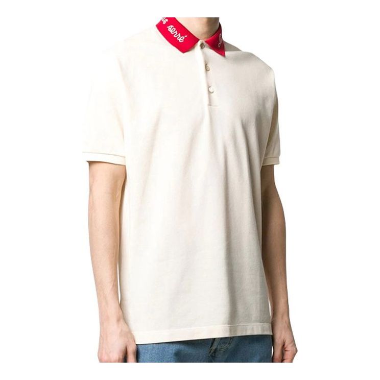 

Футболка Gucci Alphabet Embroidered Short Sleeve polo Creamy White, кремовый