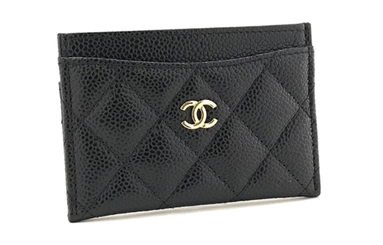 CHANEL Женский кардхолдер из личи грайн коровьей кожи черный — фото 2