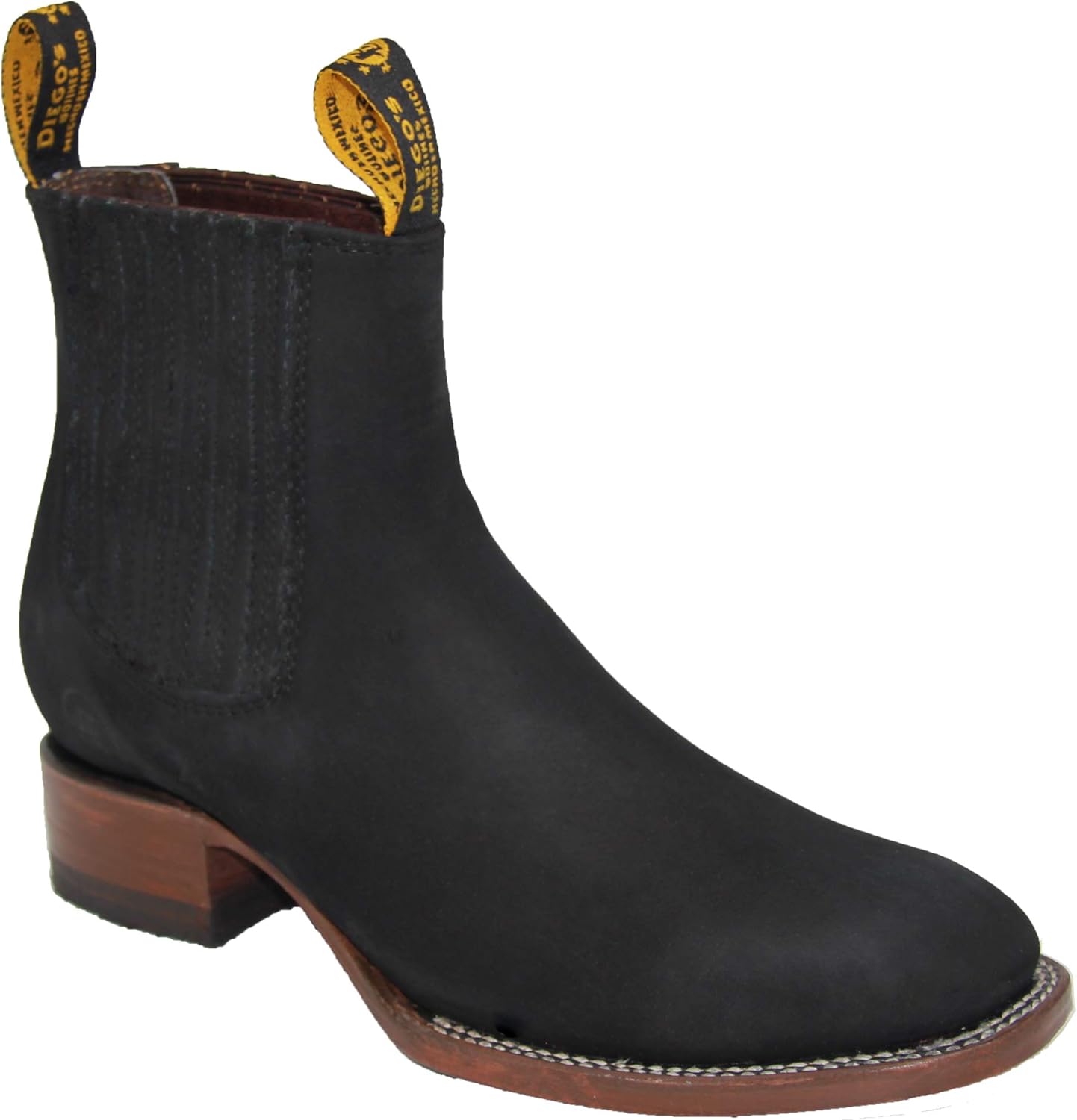 

Мужские ковбойские ботинки из натуральной кожи коровы, короткие, до щиколотки, в стиле вестерн, родео, для байкеров The Shoppe, черный