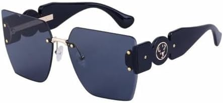 

Большие солнцезащитные очки без оправы для женщин, без оправы для мужчин и женщин, солнцезащитные очки с защитой от УФ-излучения 400, C1 золотисто-черный MTZJH, One Color