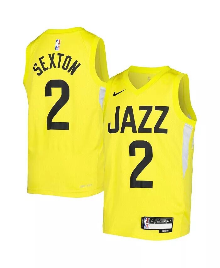 

Джерси Big Boys and Girls Collin Sexton Yellow Utah Jazz 2021/22 Swingman — Icon Edition Nike, желтый