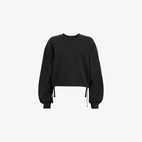 

Укороченный свитшот из хлопкового джерси Mira Allsaints, черный