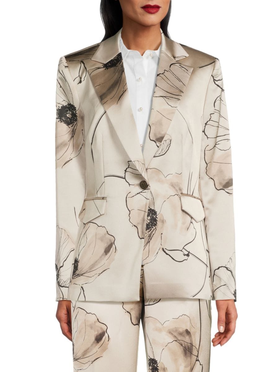 

Атласный блейзер с цветочным принтом Karl Lagerfeld Paris, цвет Oyster Gray