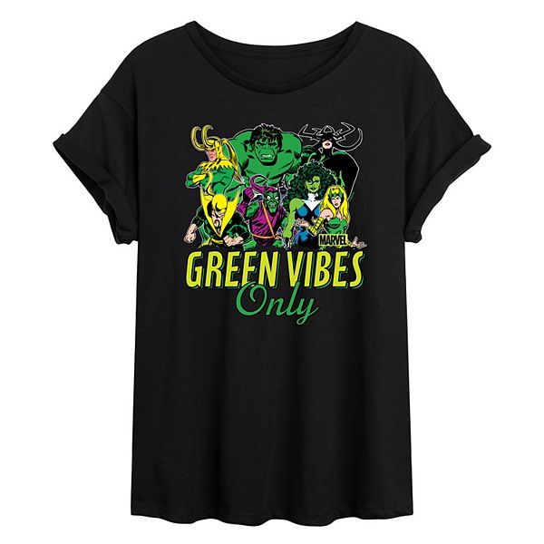 

Футболка Juniors green vibes only oversized Marvel