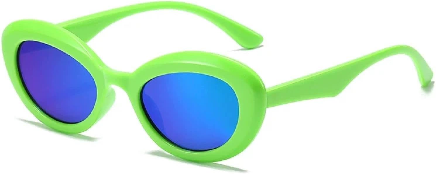 

Ретро-солнцезащитные очки класса люкс, маленькие овальные, для женщин и мужчин, модные винтажные солнцезащитные очки для летних путешествий, защита от УФ-излучения UV400 TKKTLLT, Green Blue