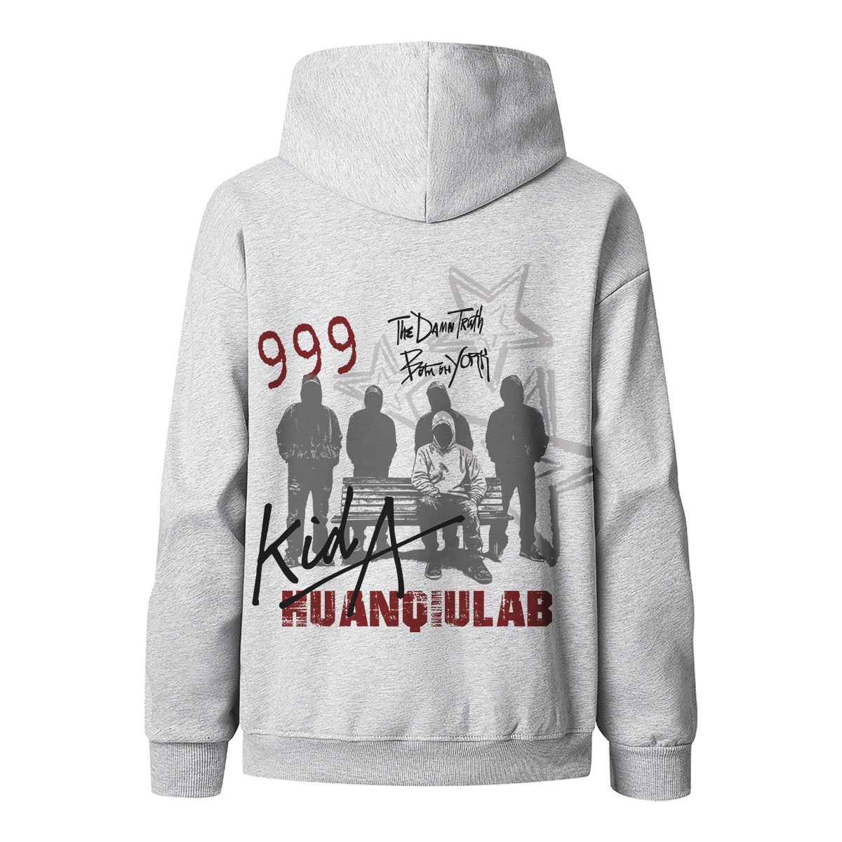 

Толстовка Unisex Hooded Moderate Heavyweight HUANQIU, белый heather серый