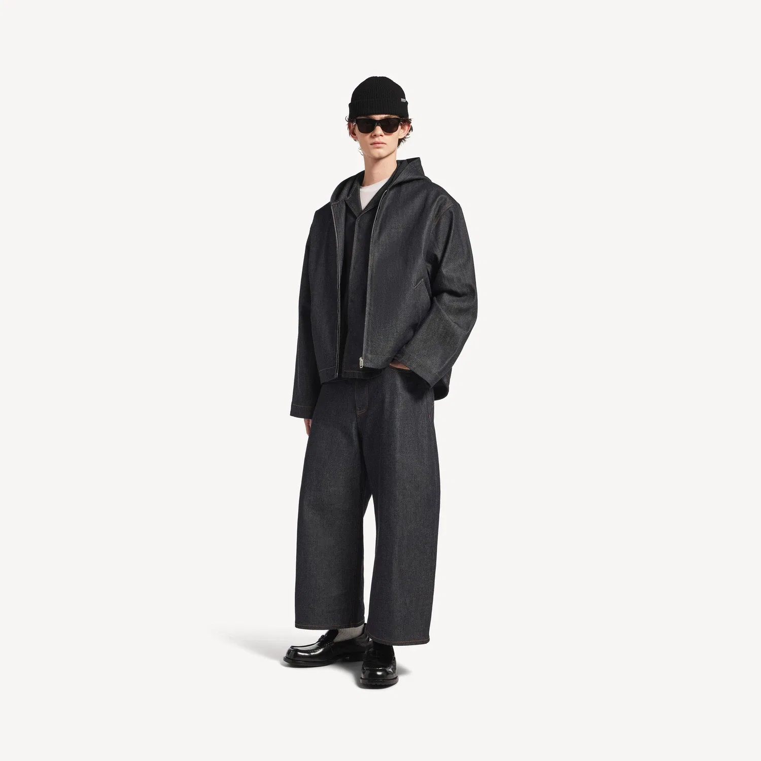 Мужская джинсовая куртка с капюшоном цвета сырого индиго Balenciaga — фото 2
