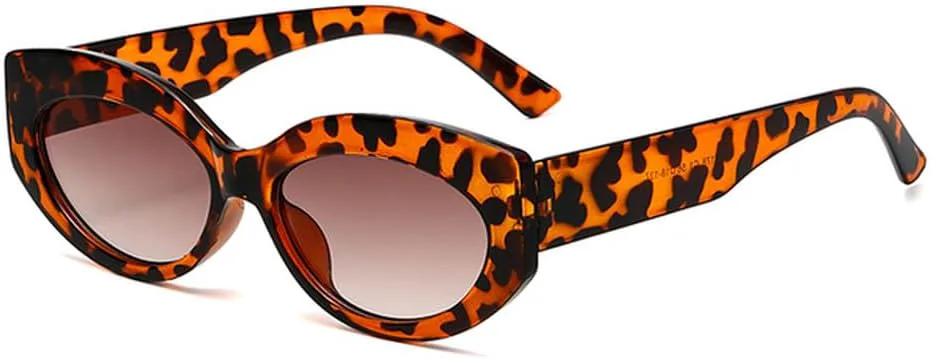 

Солнцезащитные очки LVTFCO в стиле ретро «кошачий глаз» с овальной оправой, модные солнцезащитные очки с защитой от УФ-излучения UV400 для женщин, Leopard