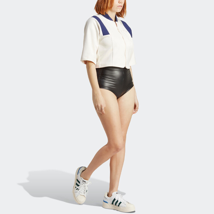 Adidas originals синий Версия Укороченной дорожки Сверху Мелом Белого Цвета женская куртка — фото 3
