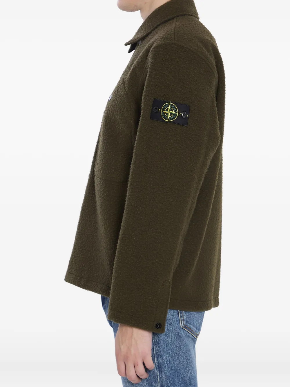 Рубашка из смеси вирджинской шерсти Stone Island, зеленый — фото 3