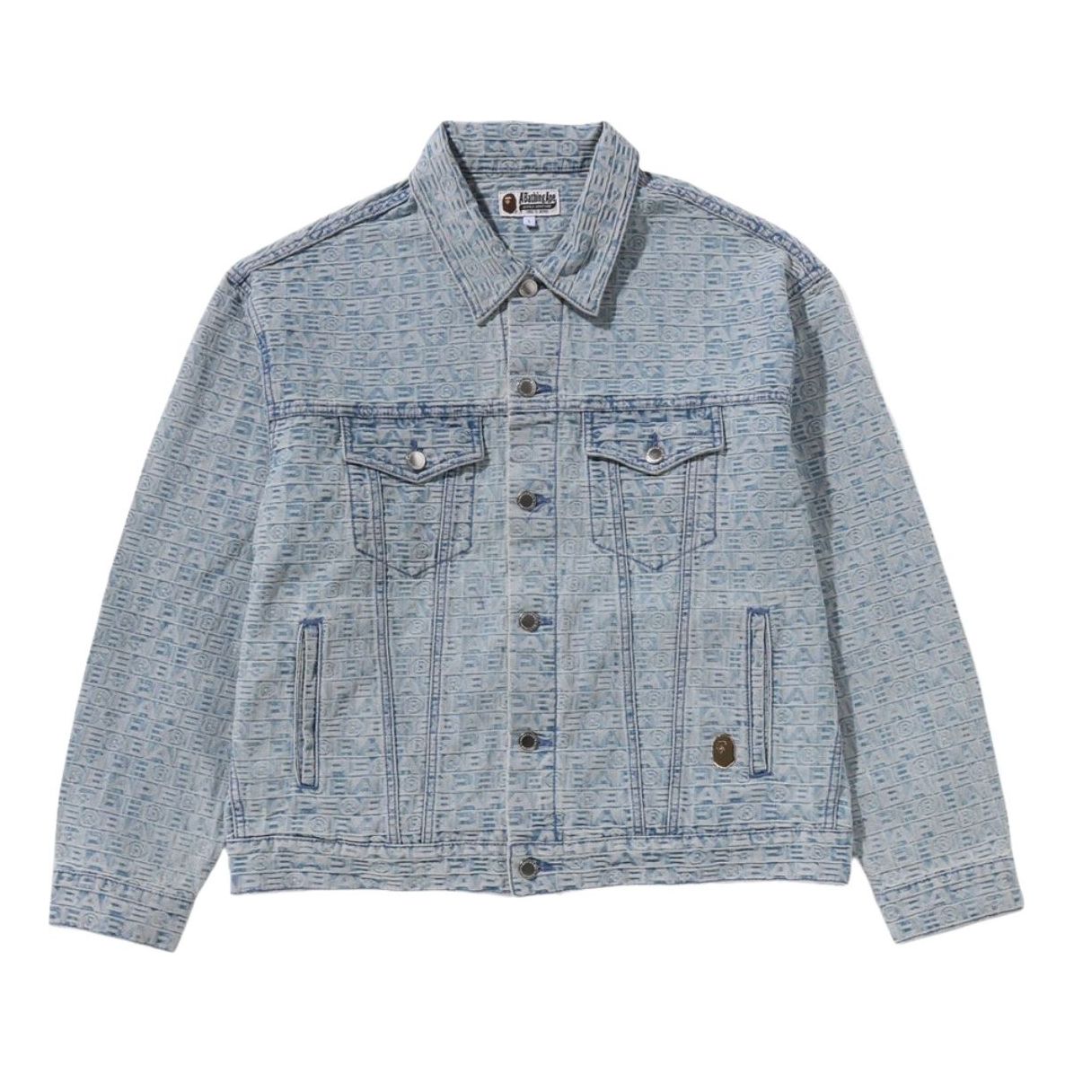 

Джинсовая куртка-тракер A Bathing Ape Lux Sport Pattern Jacquard 13OZ из жаккардовой ткани, цвет «Светлый индиго»