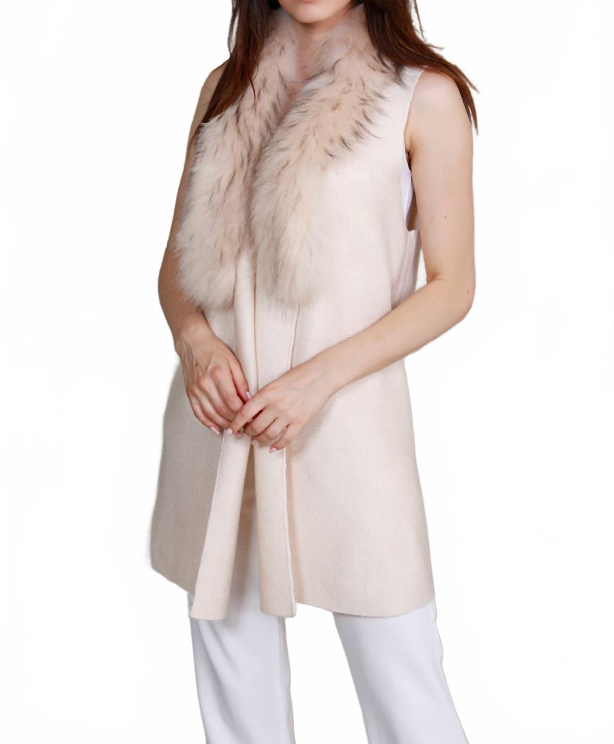 

Женский жилет с меховым воротником бежевый DOLCE CABO