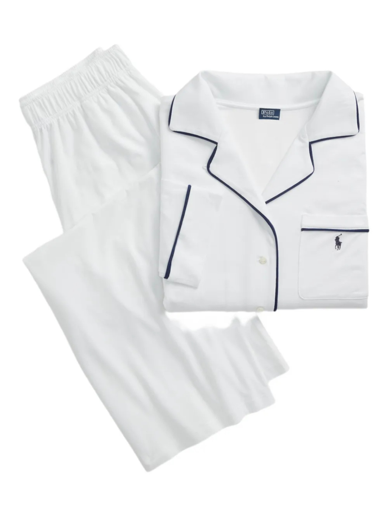 

Пижамный комплект с длинными рукавами и кантом Polo Ralph Lauren, белый