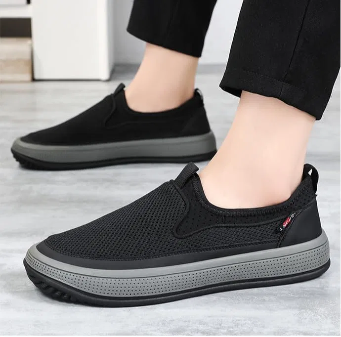 Лоферы на шнурке Mesh Slip on Walking Shoes, Black Hhhchpm — фото 4