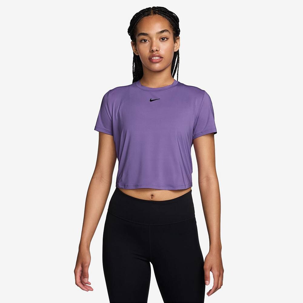 

Женский укороченный топ с короткими рукавами Nike One Dri-FIT, цвет Black Raspberry