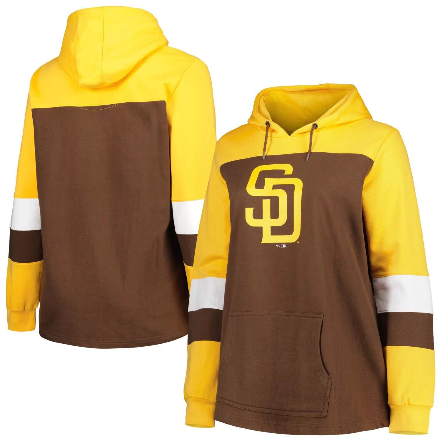 

Женский коричневый пуловер с капюшоном San Diego Padres больших размеров с цветными блоками
