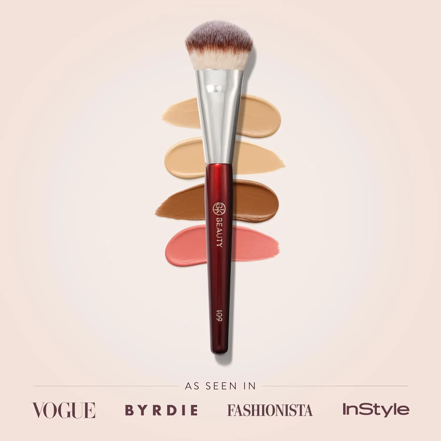Кисть для макияжа 109 Mini Contoured Foundation BK BEAUTY, бордовый — фото 2