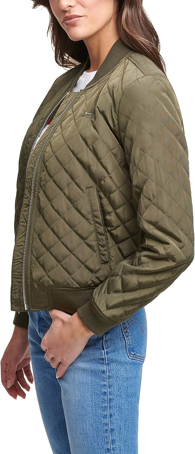 Levi's Женская стеганая бомбер с бриллиантами, Army Green — фото 4