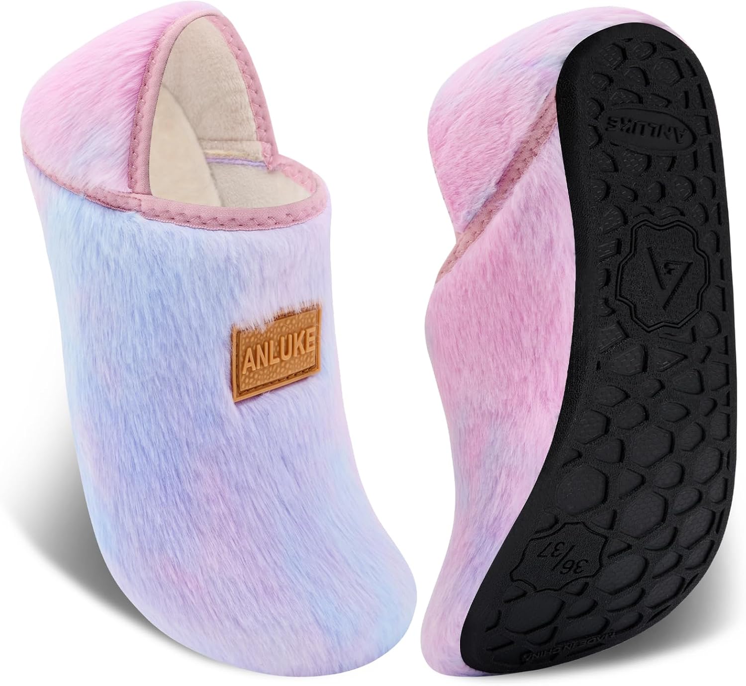 

Домашние тапочки ANLUKE для женщин и мужчин с резиновой подошвой, мягкие и легкие, для дома и улицы, Tie-dye Plush