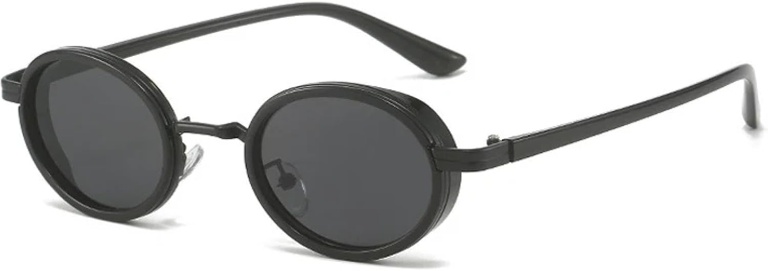 

Овальные солнцезащитные очки в тонкой оправе для женщин, модные, с градиентным затемнением, защита от УФ-излучения UV400; для мужчин, в стиле ретро-панк TVTBBVV, Black-black