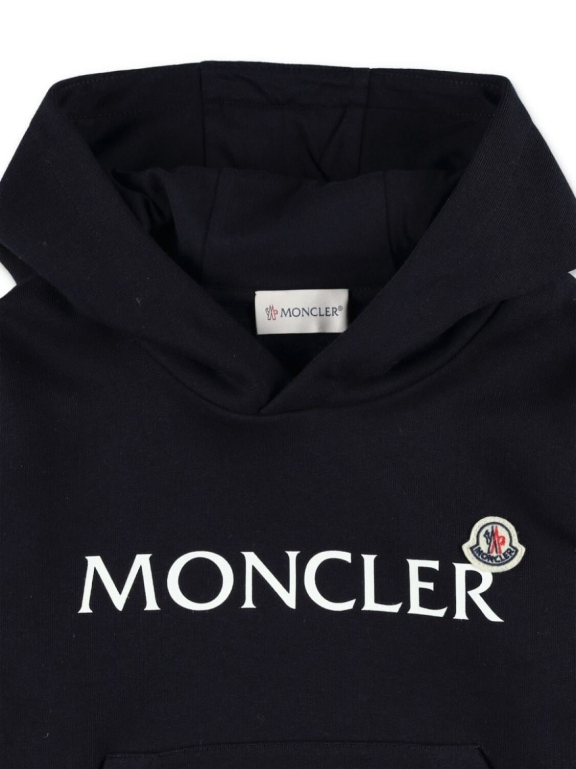 Moncler Enfant хлопковая толстовка с капюшоном и нашивкой-логотипом, синий — фото 3