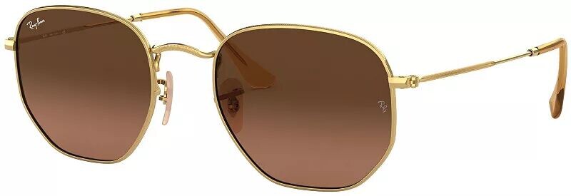

Шестиугольные металлические солнцезащитные очки Ray-Ban, золотой/коричневый