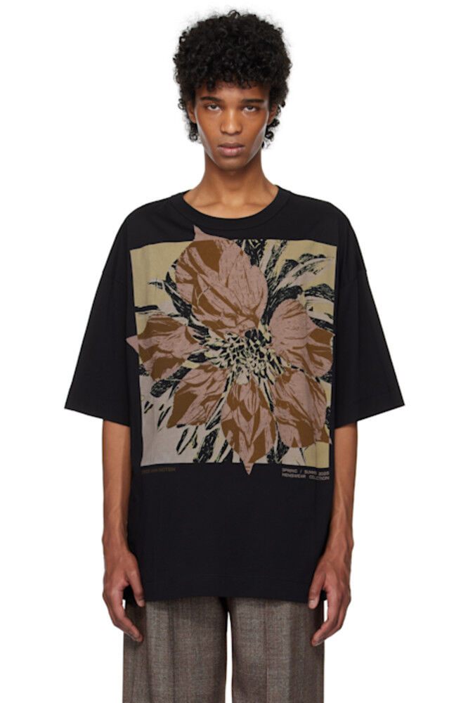 

Черная футболка с графическим логотипом Dries Van Noten
