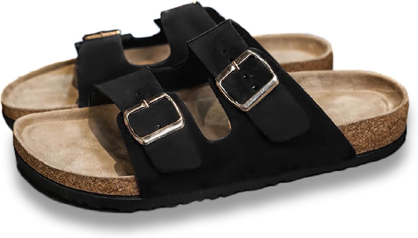 

Сандалии Titype Cork Footbed с поддержкой свода для женщин и мужчин, регулируемая пряжка, натуральная кожа, удобные летние сандалии для улицы и пляжа, черный