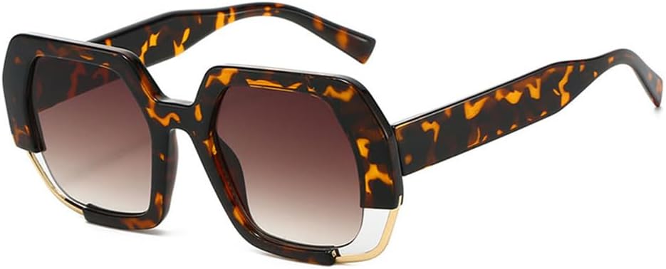 

Солнцезащитные очки для женщин с градиентным покрытием UV400, для мужчин с прозрачными линзами, для занятий спортом на открытом воздухе, бега и езды generic, Leopard Tea Gradient