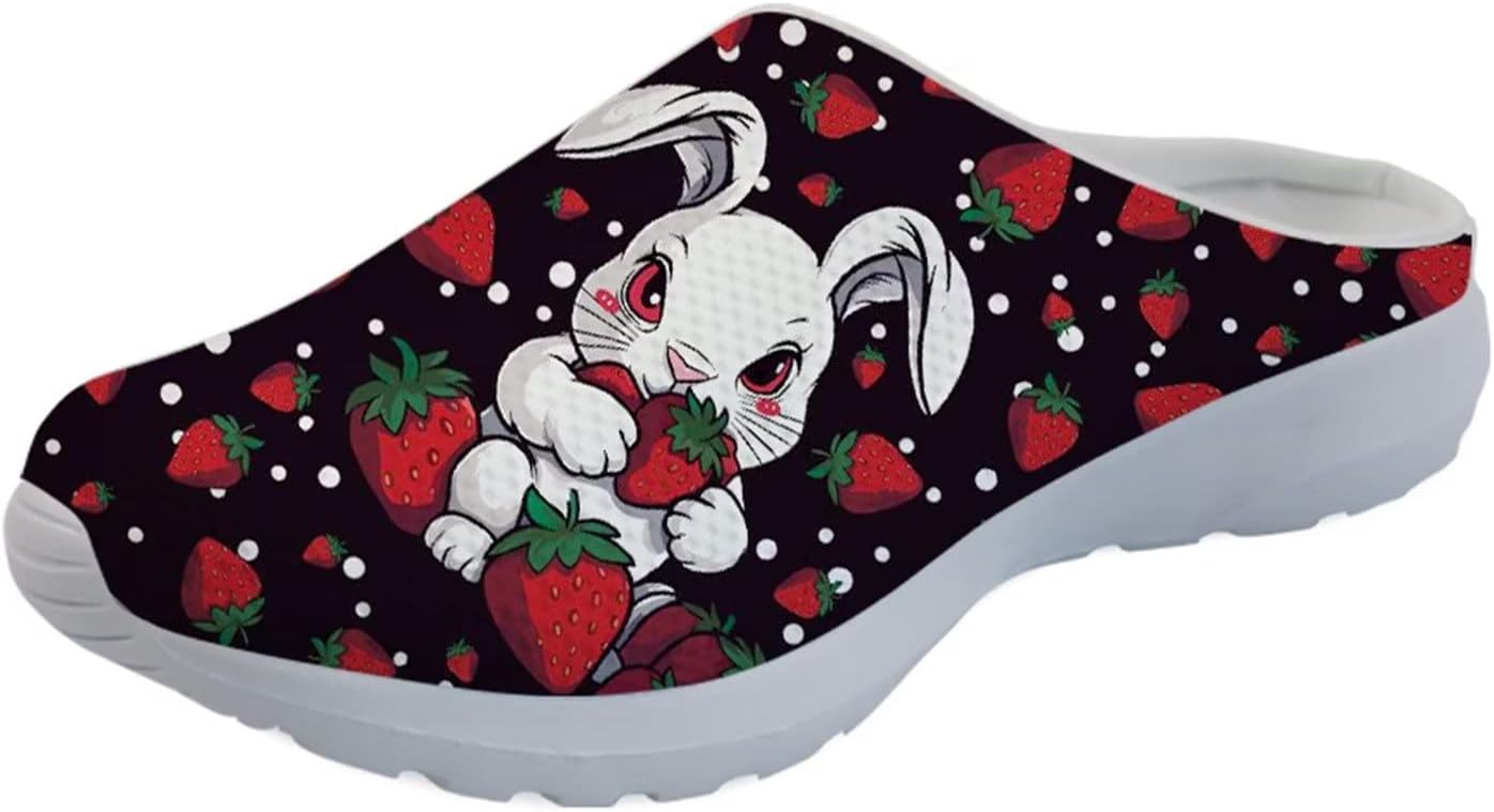 

Женские слипоны-мюли Forchrinse с милым Санта-Клаусом, мужские садовые сабо, сетчатые прогулочные туфли для повседневной носки, работы и спортзала, 3d Rabbit Strawberry