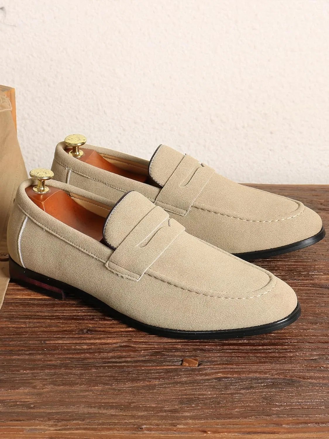 Лоферы кожаные Santimon Penny Loafers, бежевый — фото 3