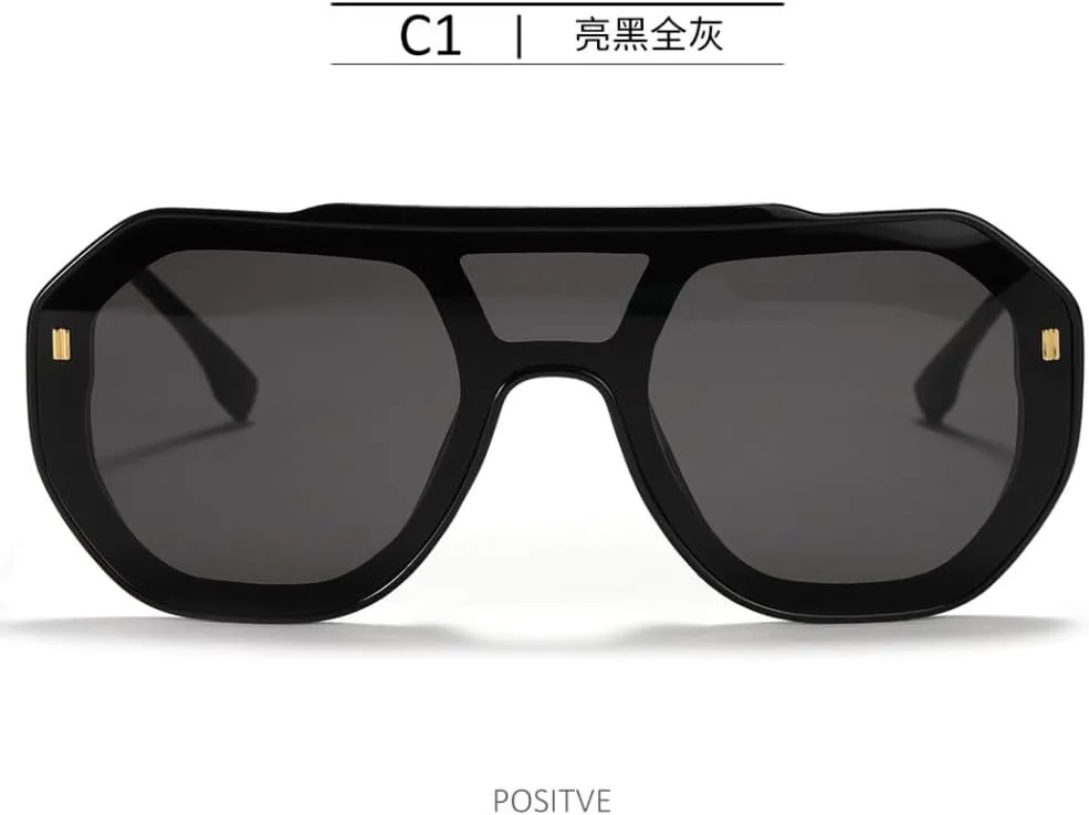 

Солнцезащитные очки в крупной оправе для мужчин и женщин, стильные солнцезащитные очки для мужчин, цельные очки с зеркальными линзами в форме жабы TYUVIVO, Brown Tea